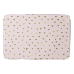 Pink Blush Gold Hearts Bath Mat