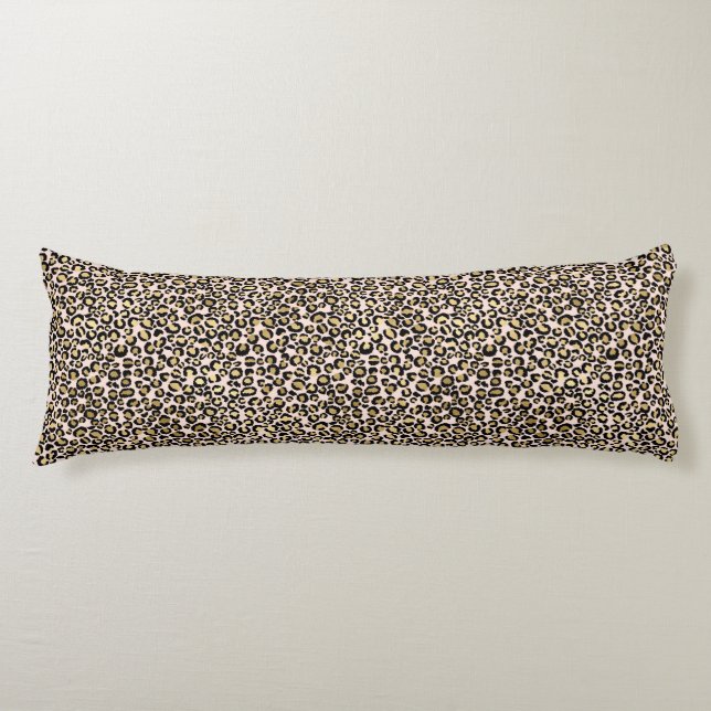 Pink Blush Gold Leopard Print Body Pillow (Front)