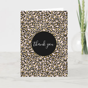 Pink Blush Gold Leopard Print Holiday Card