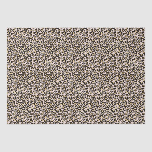 Pink Blush Gold Leopard Print Tissue Paper (Front)