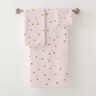 Pink Blush Gold Sparkle Confetti Bath Towel Set