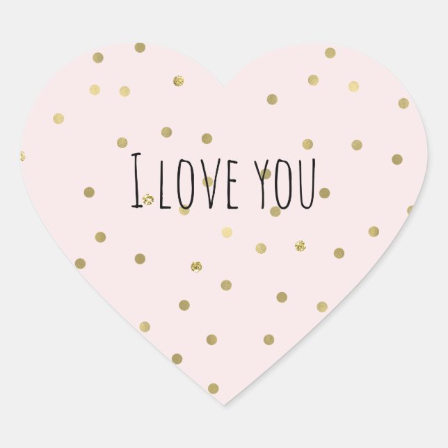 Pink Blush Gold Sparkle Confetti Love Heart Sticker (Front)