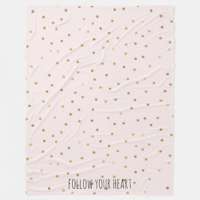 Pink Blush Gold Sparkle Confetti Personalized Fleece Blanket (Front)
