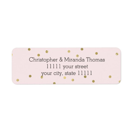 Pink Blush Gold Sparkle Confetti Personalized Return Address Label