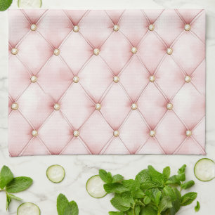 Pink Blush Gold Tufts Bridal Shower Kitchen Towel