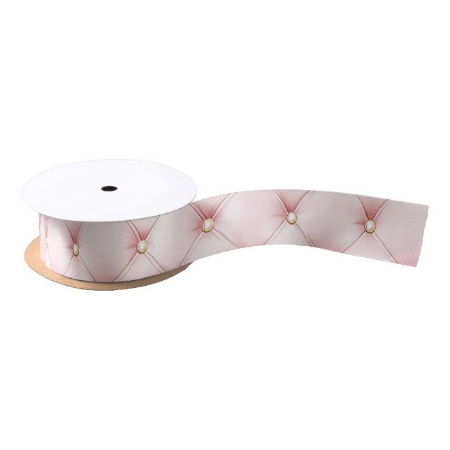 Pink Blush Gold Tufts Bridal Shower Satin Ribbon (Spool)