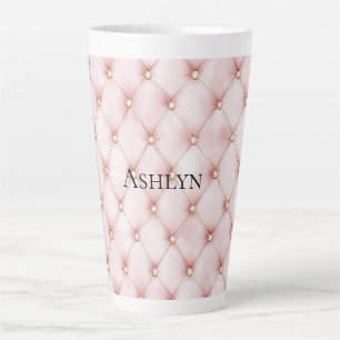 Pink Blush Gold Tufts  Latte Mug