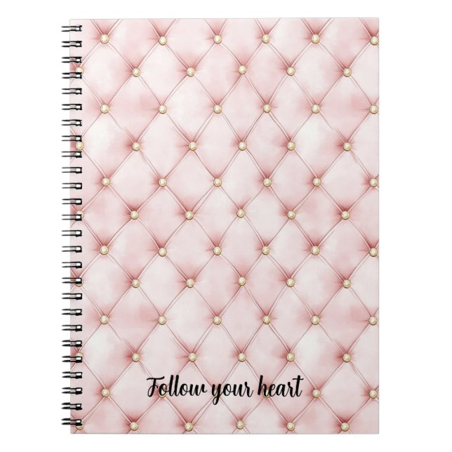 Pink Blush Gold Tufts Notebook (Front)