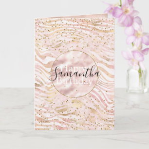 Pink Blush Gold Zebra Print Glitz Card