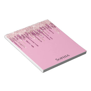Pink Blush Ice Cream Glitter Drips Personalized Notepad