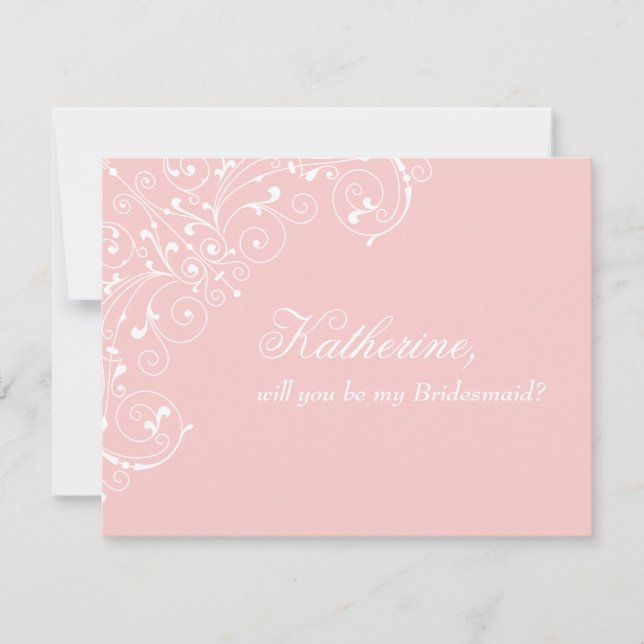 Pink Blush Lovely Will you Be my Bridesmaid Invitation (Front)
