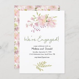 Pink Blush Magnolia Floral Elegant Engagement