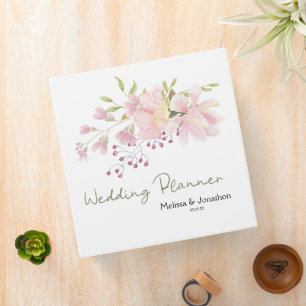 Pink Blush Magnolia Floral Wedding Planner Binder