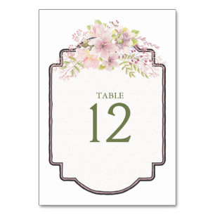 Pink Blush Magnolia Floral Wedding Table Number