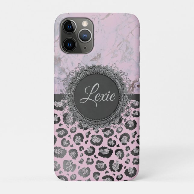 Pink Blush Marble Glittery Leopard  Customize      Case-Mate iPhone Case (Back)