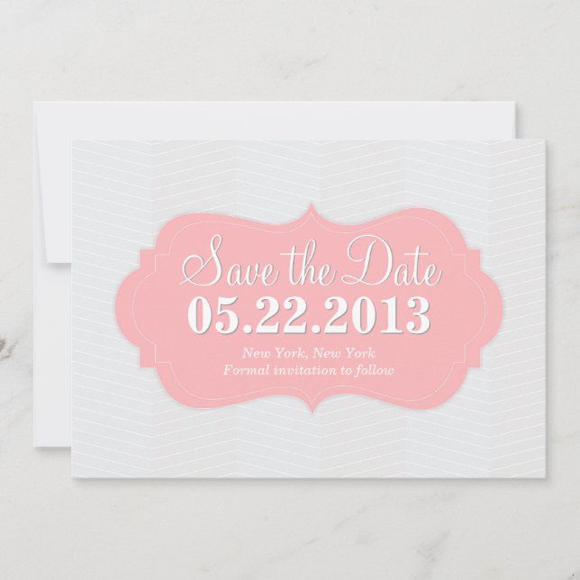 Pink Blush Modern Save the Date Announcement (Front)