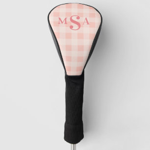 Pink Blush Monogram Initials Plaid Farmhouse Golf Head Cover