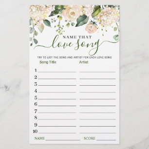 Pink Blush Name that Love Song Bridal Shower Game