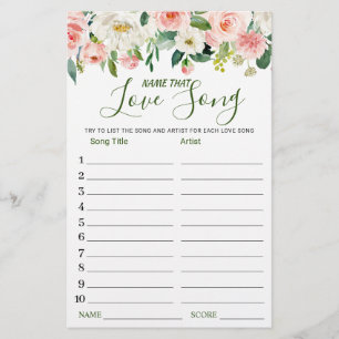Pink Blush Name that Love Song Bridal Shower Game