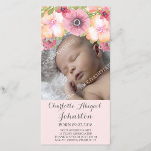 Pink Blush Pastel Flowers Thank You Shower