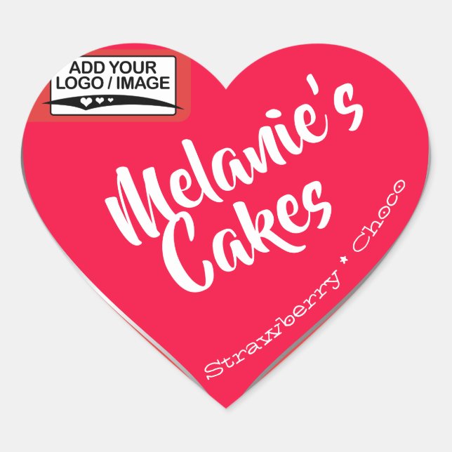 Pink Blush Peach Cake Packaging Logo Template Heart Sticker (Front)