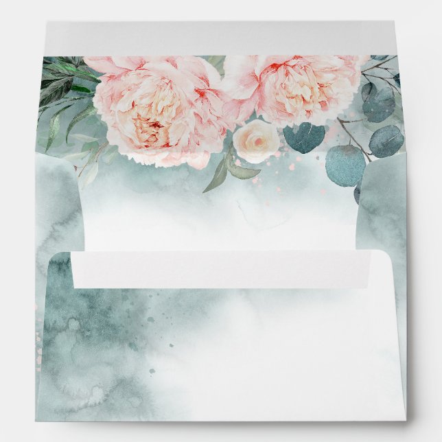 Pink Blush Peonies and Greenery Envelope (Back (Bottom))