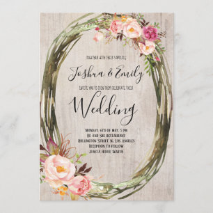 Pink Blush Peony Wedding Invitation Floral invites