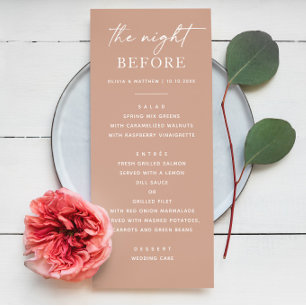 Pink Blush Rehearsal Dinner   Elegant Night Before Menu