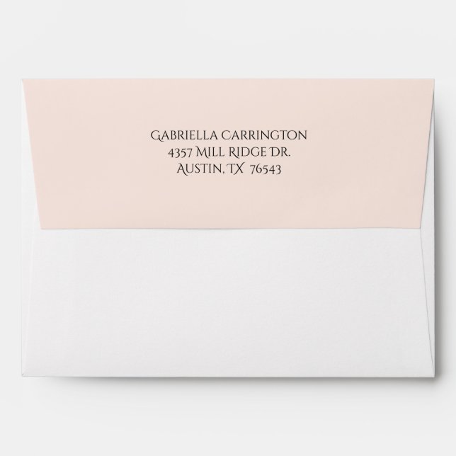 Pink Blush Return Address Wedding Invitation Envelope (Back (Top Flap))