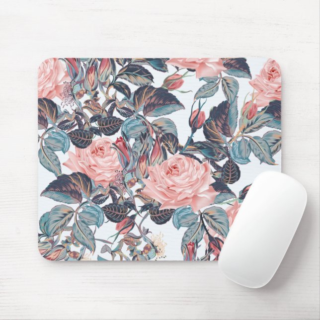 Pink Blush Rose Design Mouse Pad (With Mouse)