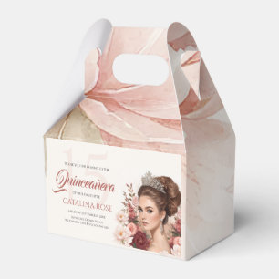 Pink Blush Rose Elegant Quinceañera Favour Favor Box