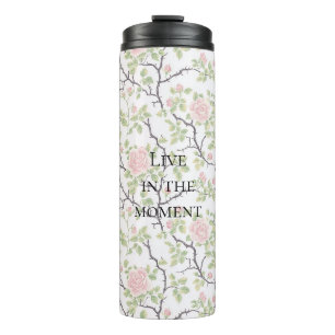 Pink Blush Rose Floral Thermal Tumbler