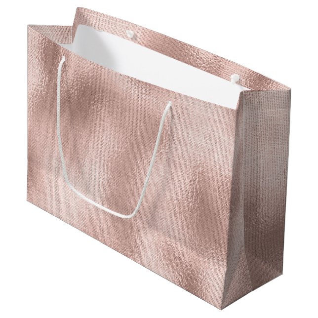 Pink Blush Rose Gold  Large Gift Bag (Front Angled)