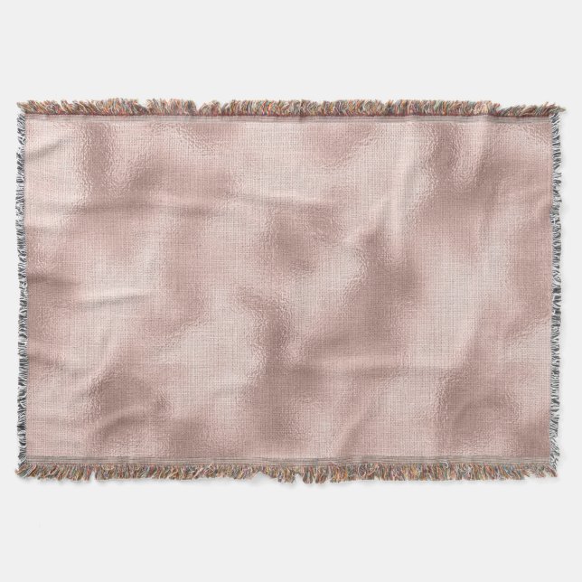 Pink Blush Rose Gold Throw Blanket (Front)
