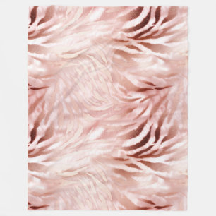 Pink Blush Rose Zebra Animal Fleece Blanket
