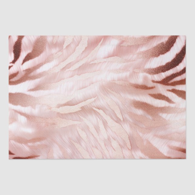 Pink Blush Rose Zebra Animal Tissue Paper (Front)
