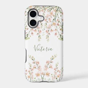 Pink Blush Sage Floral Name Script Wildflowers
