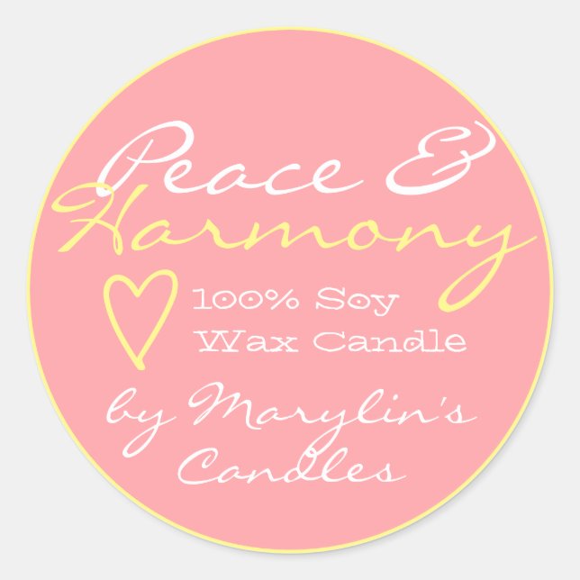 Pink Blush Simple Candle Labels with Heart Pastel (Front)