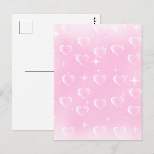 Pink Blush Sparkle And Hearts  Postcard (Front/Back)