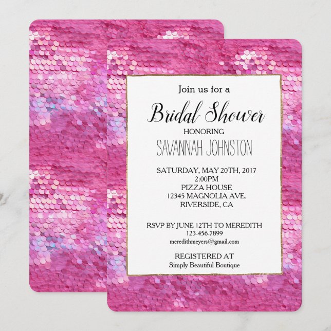Pink Blush Sparkle Invitation (Front/Back)