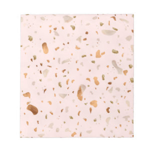 Pink Blush Terrazzo With Gold Copper Spots Notepad