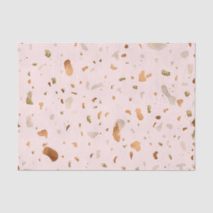 Pink Blush Terrazzo With Gold Copper Spots Tissue Paper