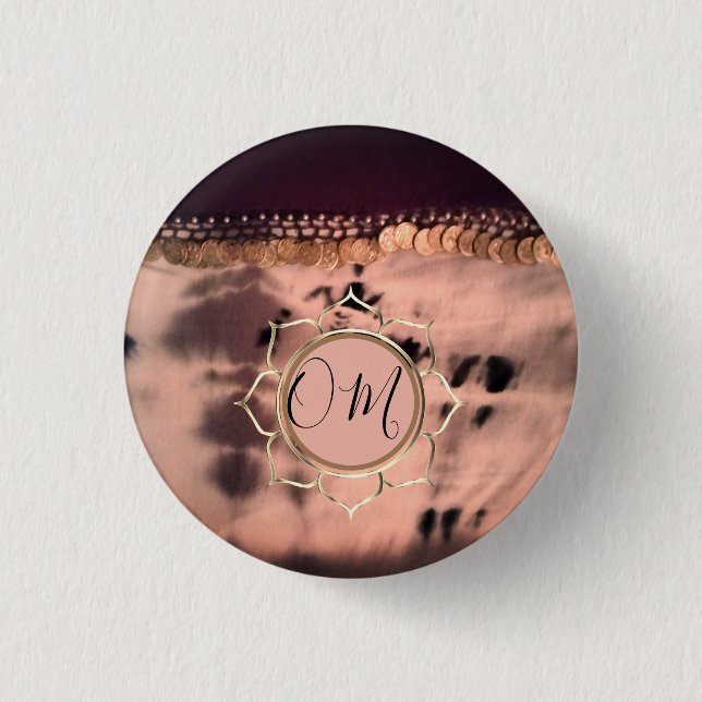 Pink Blush Tie Dye OM Lotus     1 Inch Round Button (Front)