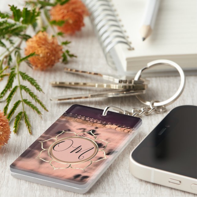 Pink Blush Tie Dye OM Lotus    Keychain (Front Right)