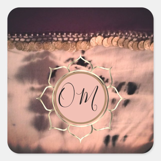 Pink Blush Tie Dye OM Lotus     Square Sticker (Front)