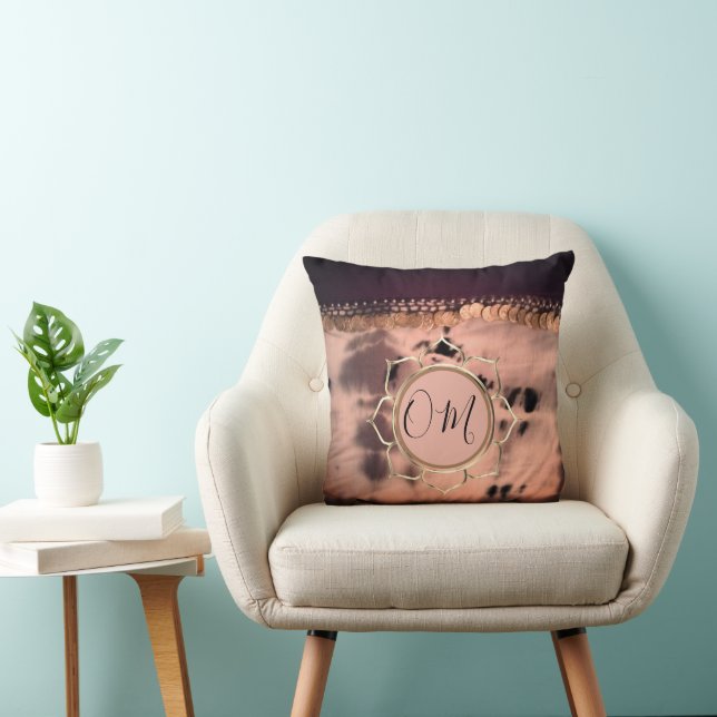 Pink Blush Tie Dye OM Lotus  Throw Pillow (Chair)