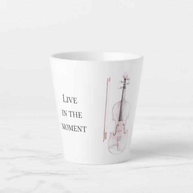 Pink Blush Violin Latte Mug (Front)