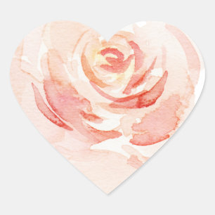 Pink Blush Watercolor Elegant Romantic Heart Sticker
