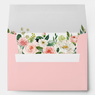 Pink Blush Watercolor Floral Wedding Envelope