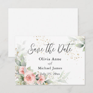 Pink Blush Watercolor Roses Save the Date
